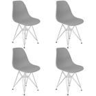 Kit 4 Cadeiras Charles Eames Eiffel Base Metal Cromado Cinza