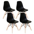 Kit 4 Cadeiras Charles Eames Eiffel Dsw Wood Preto - UNIVERSAL MIX