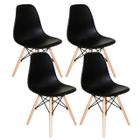 Kit 4 Cadeiras Charles Eames Eiffel Dsw Wood Preto