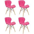 Kit 4 Cadeiras Charles Eames Eiffel Slim Wood Estofada - Rosa