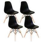 Kit 4 Cadeiras Charles Eames Eiffel Wood Design Jantar Preta