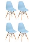 Kit 4 Cadeiras Charles Eames Pés de Madeira Azul Celeste