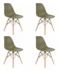 Kit 4 Cadeiras Charles Eames Wood Design Eiffel Verde Musgo