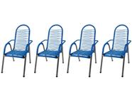 Kit 4 Cadeiras De Alpendre Área Cordinha Reforçada Varanda Fio Pvc Sintético Sacada Resistente Externa Espaguete Descanso Ferro Fibra Jardim Prédio