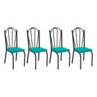 Kit 4 Cadeiras de Cozinha Alabama material sintético Azul Turquesa Pés de Ferro Preto - Pallazio