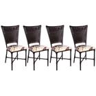 Kit 4 Cadeiras de Cozinha Juncada Argila com Assento Floral Marrom Fortmix