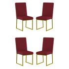 Kit 4 Cadeiras De Jantar Base Ferro Dourado Cor:Marsala - Balaqui Decor