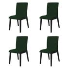 Kit 4 Cadeiras de Jantar Diamante Estofada em Veludo Verde Base Madeira Maciça Preto
