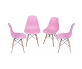 Kit 4 Cadeiras De Jantar Dkr Eames Base Madeira Cor Rosa Lisa - Bering