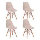 Kit 4 Cadeiras De Jantar Eames Para Escrivaninha Escritório Plástico Pés De Madeira Decoração Mesa - Cores