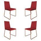 Kit 4 Cadeiras de Jantar Estofada Lille Base Bronze Veludo Vermelho - Montanaris Decor