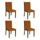 Kit 4 Cadeiras de Jantar Luxo Modernas Estofadas em Veludo Terracota Paula Base Madeira Maciça Imbui