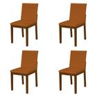 Kit 4 Cadeiras de Jantar Luxo Pérola Estofadas em Veludo Terracota Base Madeira Maciça Imbuia