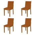 Kit 4 Cadeiras de Jantar Luxo Pérola Estofadas em Veludo Terracota Base Madeira Maciça Mel