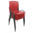 Kit 4 Cadeiras de Plástico Polipropileno LG flex Reforçada Empilhável Vermelha