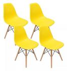 Kit 4 Cadeiras Decorativas Eiffel Charles Eames Amarela Com Pes De Madeira - Estilo e Funcionalidade para Seu Espaço AJLstore