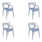 Kit 4 Cadeiras Decorativas Sala e Cozinha Feliti (PP) Azul Caribe G56 - Gran Belo