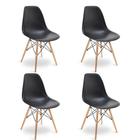 Kit 4 Cadeiras Design Eiffel Eames Wood Jantar Preta