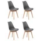 Kit 4 Cadeiras Design Leda Eames Estofada Wood Cinza
