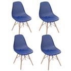 Kit 4 Cadeiras Eames Design Colméia Eloisa Colorida Azul Marinho
