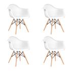 Kit 4 Cadeiras Eames Eifflel com Braço Daw de Madeira com Assento Branco