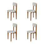 Kit 4 Cadeiras em Madeira Maciça Elisa para Sala de Jantar Off-white