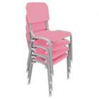 Kit 4 cadeiras escolar infantil lg flex empilhavel t4