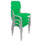 Kit 4 cadeiras escolar infantil lg flex empilhavel t4