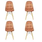Kit 4 Cadeiras estofada veludo base madeira laranja terracota velvet