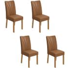 Kit 4 Cadeiras Estofadas Apogeu Amêndoa Clean/material sintético Caramelo 75863 - Móveis Lopas