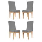 KIT 4 Cadeiras Estofadas Reforçadas Mesa de Jantar Linho