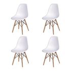 Kit 4 Cadeiras Jantar Eames Eiffel Pés de Madeira com Assento Branco