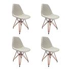 Kit 4 Cadeiras Jantar Estofadas Nude Eiffel Eames Base Cobre