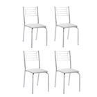 Kit 4 Cadeiras Nanda cromada para cozinha ou espaço gourmet-Assento branco