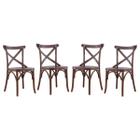 Kit 4 Cadeiras para Mesa de Jantar Espanha 39 x 94 Cm Madeira Maciça Tauari Verniz Imbuia - RMI