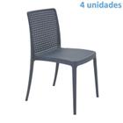 Kit 4 cadeiras plastica monobloco isabelle azul navy tramontina