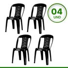 Kit 4 Cadeiras Plástica Preta Bistrô Para Até 154Kg Resistente 4 peças