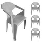 kit 4 Cadeiras Poltrona Com Apoio Braço Plástica DIAMOND