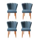 kit 4 Cadeiras Sala de Jantar Estofada Pétala Suede Azul Marinho - Twdecora