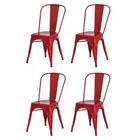 Kit 4 Cadeiras Tolix Iron Design Vermelha Aço Industrial Sala Cozinha Jantar Bar