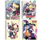 Kit 4 Cadernos Boruto Espiral Universitário 1 Matéria Naruto