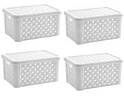 Kit 4 Caixas Organizadoras RATTAN 5 litros C/Tampa 24x17x12cm Branco 709 Paramount