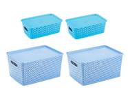 Kit 4 Caixas Organizadoras Rattan com tampa Sendo 2 de 15L e 2 de 6,5 Litros - plasnorthon