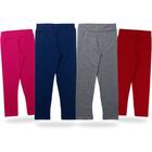 Kit 4 Calças Legging Tamanhos 1,2,3,4,6,8 Para Meninas Infantil Em Cotton Leg Lisas