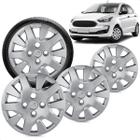 Kit 4 Calotas Ka 2019 2020 Aro 14 Prata Cubo Baixo Grid