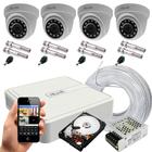 Kit 4 Câmeras de segurança HD Ir 20m Dvr 4 104g-Hilook/Hikvision