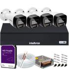 Kit 4 Cameras de Segurança Intelbras VHD 3220b + c/ Audio Full Color 1080p Dvr mhdx 3004c 2TB Purple