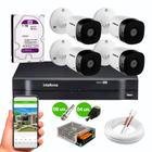 Kit 4 Câmeras de Segurança intelbras vhl 1220 B HD 720p 20m Infra 1MP dvr 4 Canais intelbras HD 1TB