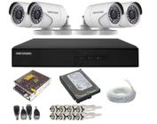 KIT 4 CÂMERAS DE VIGILÂNCIA HIKVISION Full Hd 1080p 2mp DVR HIKVISION 4 CANAIS C/HD 160Gg