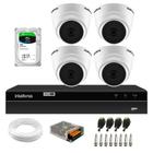 Kit 4 Câmeras Dome HD 720p VHL 1120 D 3,6mm IR 20 DVR Gravador Intelbras MHDX 1204 4 Canais 1tb sky